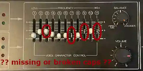Faderkappenset mit 12 Stück für vintage Effektgeräte von Roland und Boss